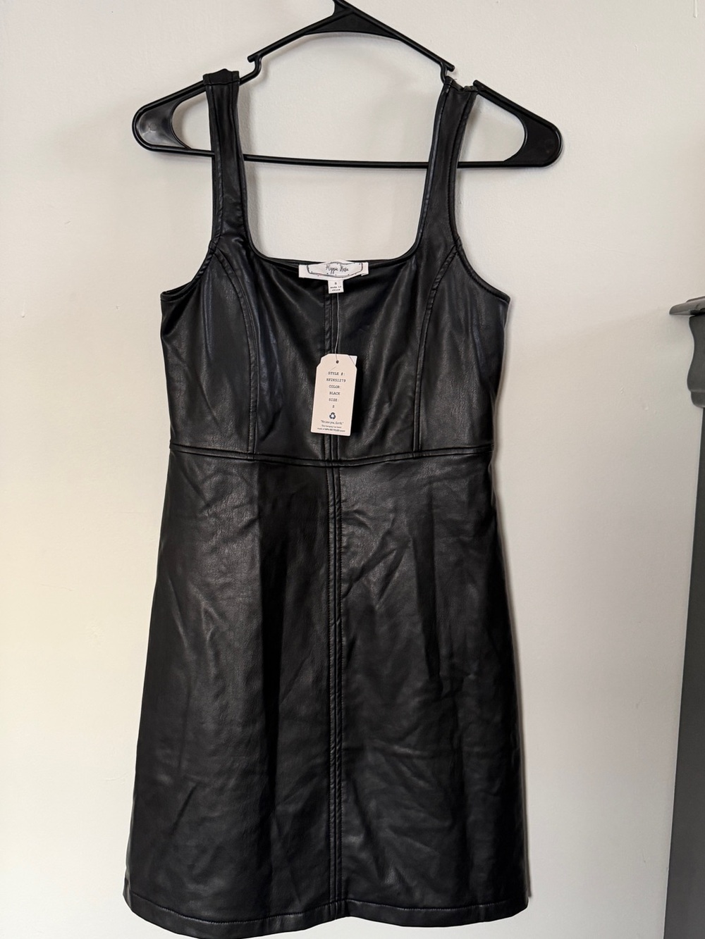 Hippie Rose Black Faux Leather Mini Dress